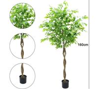 Ficus artificiel en pot - Plante d'intérieur de 160 cm - Aspect très réaliste - Feuilles en plastique - Résistant aux UV - Idéal pour la maison et le bureau