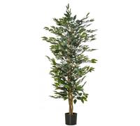 Ficus artificiel - Plante décorative en pot - Pour intérieur - Vert - Fabriqué en PEVA, PE et ciment - Décoration d'intérieur