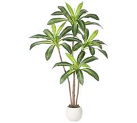 Ficus artificiel - Plante d'intérieur - 120 cm - Arbre d'intérieur tropical - Pot en céramique blanc de grande taille - Décoration pour la maison et le bureau