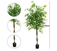 Ficus artificiel - Plante d'intérieur en pot - Hauteur : 180 cm - Feuilles en plastique très réalistes - Pour intérieur - Plante décorative pour salon