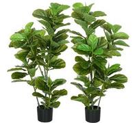 Lot de 2 plantes artificielles - HOMCOM - figuiers - avec pot - texture naturelle - hauteur 110 cm - pour décoration