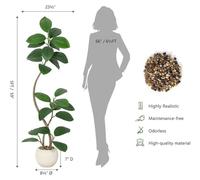 Ficus Lyrata artificiel - Arbre artificiel de 150 cm - Avec pot blanc - Grande plante de sol - Décoration pour le salon et le bureau - Intérieur/extérieur