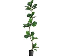 Ficus lyrata artificiel - Arbre artificiel en pot, imitation ficus lyrata - Hauteur : 150 cm - Aspect de caoutchouc - Feuilles en PE - Pot noir pour salon ou bureau