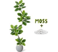Ficus lyrata artificiel - Arbre décoratif - 150 cm - Pot en forme de sphère - Polyéthylène (PE) - Pour l'extérieur - Modèle à poser - Avec mousse