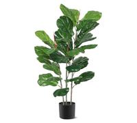 Ficus lyrata artificiel (figuier lyre) - Plante d'intérieur en pot - 99 cm - Feuilles réalistes - Lot de 2 - Pot noir