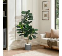 Ficus lyrata artificiel - Plante artificielle en forme de figuier lyre - Hauteur : 210 cm - Plastique réaliste - Plante d'intérieur pour la maison et le bureau - Pot noir