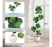 Ficus lyrata artificiel - plante de 180 cm - feuilles artificielles denses - décoration d'intérieur pour salon et bureau - pot blanc moderne - mousse décorative