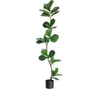 Ficus lyrata artificiel - Plante d'intérieur, 150 cm - Feuilles réalistes - Plastique - Pour intérieur - Livré avec un pot de culture