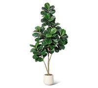 Ficus lyre artificiel - Ficus artificiel en pot de 180 cm - Grand ficus lyre - Feuilles réalistes - Décoration d'intérieur - Vert