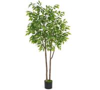 Ficus - Plante artificielle en pot - 160 cm - Résistante aux UV pour l'extérieur - Feuilles en soie - Style bonsaï - Posée au sol - 1 pièce