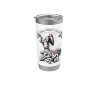 Fides Vincit Malum Croix de chevalier templier chrétien Gobelet isotherme en acier inoxydable double paroi