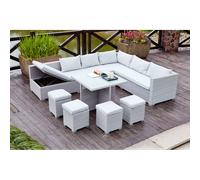 Fidji salon de jardin encastrable 10 places en résine gris-gris