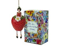 Fiebiger Floristik Fée de fleurs pour fille - Fraise à suspendre - Figurine de fleur - Sculpture de fleurs - Avec coffret cadeau