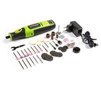 FIELDMANN Modèle de meuleuse AKU, Li-Ion 7,2 V / 1,2 Ah, Vitesse à vide 5 000 - 25 000/min, Poignée ergonomique, mini meuleuse, 70 accessoires