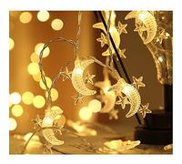 Fielegen Guirlande lumineuse à 40 LED en forme de lune à piles - 6,1 m - Pour terrasse, jardin, mariage, festival, Ramadan