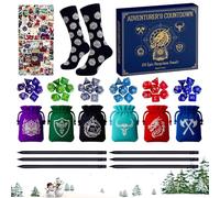 Fierudeng Calendrier de Compte à Rebours en Dés | Calendrier de l'Avent de 24 Jours pour Fêtes,Dés Polyédriques Chaussettes Stickers Colliers Poches pour Activité Familiale Quotidienne École Maison