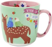 Fiesta del Sol Kaffeebecher Viva la Vida, 350 ml : Kaffeetasse, Teetasse, Becher aus hochwertigem Porzellan ¿ Cadeau Freunde Lebensfreude ¿ Frida Kahlo