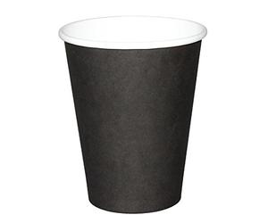 Fiesta Recyclable Gobelets boissons chaudes paroi simple Fiesta Recyclable noirs 230ml (lot de 50), Noir, 90(H) x 83(Ø) mm, Papier carton, GF041