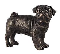Fiesta Studios Sculpture de chien carlin debout en bronze coulé à froid - Décoration d'intérieur ou idée cadeau - Hauteur : 8 cm
