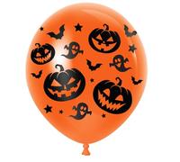FIESTAS GUIRCA | 10 Ballons Citrouille (30 cm) - Décoration d'Halloween et Fêtes Costumées - Idéal pour Célébrations de Fantômes, Chauves-souris et Événements à Thème - Orange