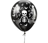 FIESTAS GUIRCA | 10 Ballons Squelette (30 cm) - Décoration d'Halloween et Fêtes Costumées - Idéal pour Célébrations de Fantômes et Événements à Thème - Noir