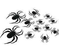FIESTAS GUIRCA 12 silhouettes d'araignées noires (6-19 cm) - Décoration murale, porte et fenêtre pour Halloween et fêtes d'horreur - Accessoire idéal pour célébrations et événements - Noir
