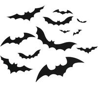 FIESTAS GUIRCA 12 silhouettes noires de chauves-souris (10-30 cm) - Décoration murale, porte et fenêtre pour Halloween et fêtes d'horreur - Accessoire idéal pour célébrations et événements - Noir