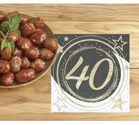 FIESTAS GUIRCA | 20 Serviettes 40 Ans (16x16 cm) - Décoration de Table pour Anniversaires et Fêtes - Idéal pour Célébrations et Événements - Noir, Or et Blanc
