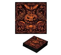 FIESTAS GUIRCA | 20 Serviettes avec Citrouilles Gothiques (16x16 cm) - Décoration de Table pour Halloween et Fêtes Costumées - Idéal pour Célébrations et Événements - Orange et Noir