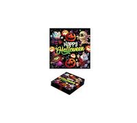 FIESTAS GUIRCA | 20 Serviettes de Petits Monstres Jetables (16x16 cm) - Décoration de Table pour Fêtes d'Halloween Terrifiantes - Idéal pour Événements Effrayants - Multicolore