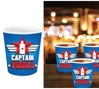 FIESTAS GUIRCA | 3 shots Captain Vodka jetables (5 x 6 cm) - Décoration de table pour fêtes d'été et remise des diplômes - Idéal pour les célébrations hawaïennes et tropicales - Bleu