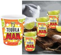 FIESTAS GUIRCA | 3 shots jetables Tequila Man (5 x 6 cm) - Décoration de table pour fêtes d'été et remise des diplômes - Idéal pour les célébrations hawaïennes et tropicales - Orange, Jaune