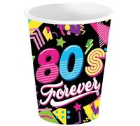 FIESTAS GUIRCA | 6 Gobelets Jetables des Années 80 (240 ml) (9 cm) - Décoration de Table pour Fêtes Rétro - Idéal pour Célébrations d'Été et Événements - Multicolore