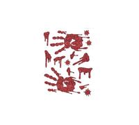 FIESTAS GUIRCA | Adhésif Pailleté Main Sanglante (30x40 cm) - Décoration de Mur, Porte et Fenêtre pour Halloween et Fêtes de Squelettes - Idéal pour Célébrations et Événements - Rouge