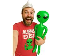 FIESTAS GUIRCA | Alien Gonflable Vert (90 cm) - Décoration pour Fêtes d'Halloween et Thématiques Spatiales - Accessoire Amusant pour Célébrations et Événements