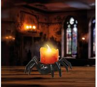 FIESTAS GUIRCA | Araignée avec Bougie (9x6 cm) - Décoration d'Halloween avec Porte-Bougie - Idéal pour Fêtes Costumées - Animaux et Insectes - Parfait pour Célébrations Terrifiantes - Orange et Noir