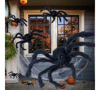 FIESTAS GUIRCA | Araignée Noire Géante (125 cm) - Décoration d'Halloween pour Fêtes d'Horreur et Célébrations Thématiques d'Animaux et Insectes - Idéal pour Ambiances Effrayantes et Scénarios de Peur