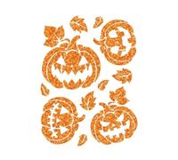 FIESTAS GUIRCA | Autocollant Glitter Citrouille (30 x 40 cm) - Décoration murale, porte et fenêtre pour Halloween et fêtes de squelettes - Idéal pour célébrations et événements - Orange