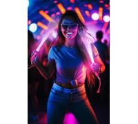 FIESTAS GUIRCA | Bâton en Fibre Optique LED (25 cm) - Accessoire Lumineux pour Fêtes et Célébrations - Idéal pour Carnaval, Halloween et Événements Nocturnes - Gadget Amusant pour Tous - Multicolore