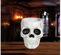 FIESTAS GUIRCA Bol crâne en polyrésine (15 x 12 cm) - Décoration d'Halloween et de fêtes effrayantes - Idéal pour accessoires de squelettes et célébrations terrifiantes - Blanc
