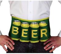 FIESTAS GUIRCA | Ceinture Porte-Bières pour Homme (Adulte) - Accessoire Amusant pour Enterrement de Vie de Garçon et Fêtes de la Bière - Idéal pour Célébrations et Événements - Vert et Jaune