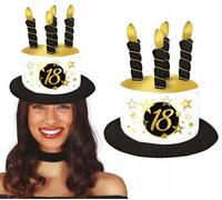 FIESTAS GUIRCA Chapeau à gâteau 18 ans avec étoiles, Chapeau d'anniversaire, Blanc, Unisex-Adultes, 64 cm