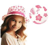 FIESTAS GUIRCA | Chapeau d'Été avec Flamants (Taille Enfant) - Accessoire de Fête pour Célébrations d'Été et Graduations - Idéal pour Thématiques Hawaïennes et Tropicales - Naturel et Rose