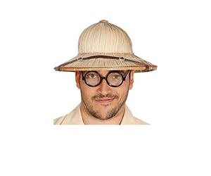 FIESTAS GUIRCA | Chapeau Salacot en Paille Naturelle - Accessoire de Costume pour Fêtes Style Militaire et Années '40 - Idéal pour Adultes Unisexe au Carnaval et Halloween - Naturel