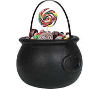 FIESTAS GUIRCA | Chaudron Noir (16x20 cm) - Décoration Halloween pour Récolte de Bonbons et Fêtes de Sorcières - Idéal comme Panier ou Seau à Friandises - Noir