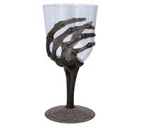 FIESTAS GUIRCA | Coupe de Vin Transparente avec Anse en Forme de Squelette (18,5 cm) - Décoration de Table Réutilisable pour Fêtes d'Halloween et Célébrations de Squelettes - Noir et Transparent