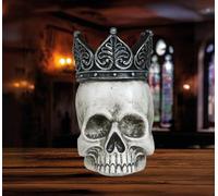 FIESTAS GUIRCA | Crâne avec Couronne en Polyrésine (14x11 cm) - Décoration d'Halloween pour Fêtes de Squelettes et Célébrations Terrifiantes - Idéal pour Ambiances Gotiques et Effrayantes - Blanc