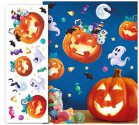 FIESTAS GUIRCA | Décoration autocollante Silhouettes murale/fenêtre (25 x 70 cm) - Décoration d'Halloween pour portes et fenêtres - Idéal pour fêtes et célébrations - Multicolore