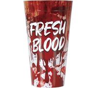 FIESTAS GUIRCA | Gobelet Fresh Blood réutilisable (9 x 16 cm) - Décoration de table pour Halloween et fêtes costumées - Idéal pour les célébrations et les événements - Rouge