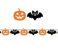 FIESTAS GUIRCA Guirlande Chauve-Souris et Citrouille (300 cm) - Décoration d'halloween et de fêtes à thème - Idéal pour célébrations et événements - Accessoire de décoration - Orange et Noir